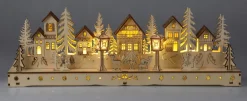 LED Weihnachtsdeko Holz Dorf 45 x 15 cm