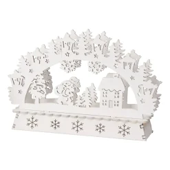 LED Weihnachtsdeko Holz Santa 15 x 10 cm weiss