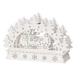 LED Weihnachtsdeko Holz Santa 15 x 10 cm weiss