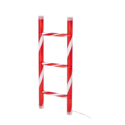 LED Weihnachtsdeko Leiter 50 cm rot/weiss