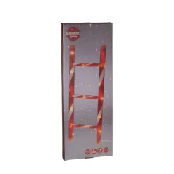 LED Weihnachtsdeko Leiter 50 cm rot/weiss