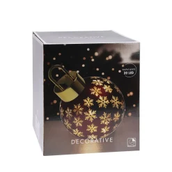 LED Weihnachtskugel Glas 20 cm rot/gold