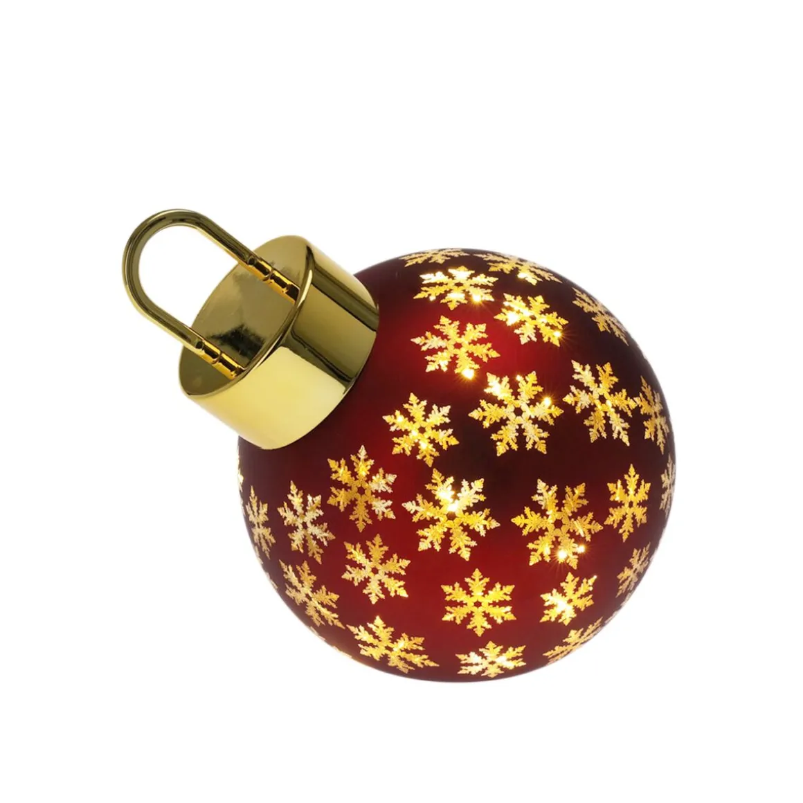 LED Weihnachtskugel Glas 20 cm rot/gold