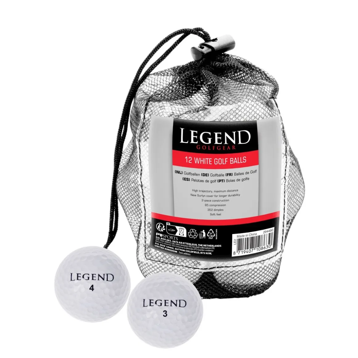 LEGEND Golfball 12er Set 85 Kompression weiss