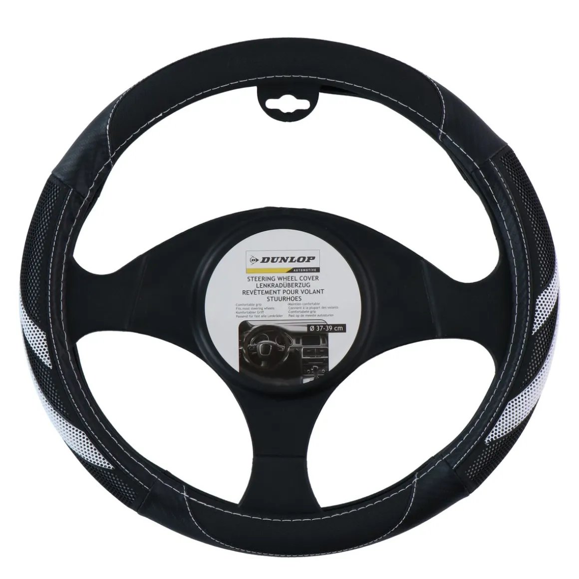 Lenkradbezug Auto 38 cm schwarz/weiss