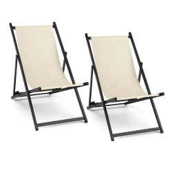Liegestuhl AAREN 2er Set beige/schwarz
