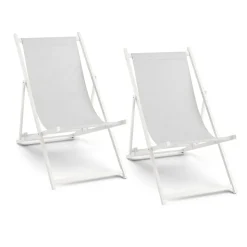 Liegestuhl AAREN 2er Set hellgrau/weiss