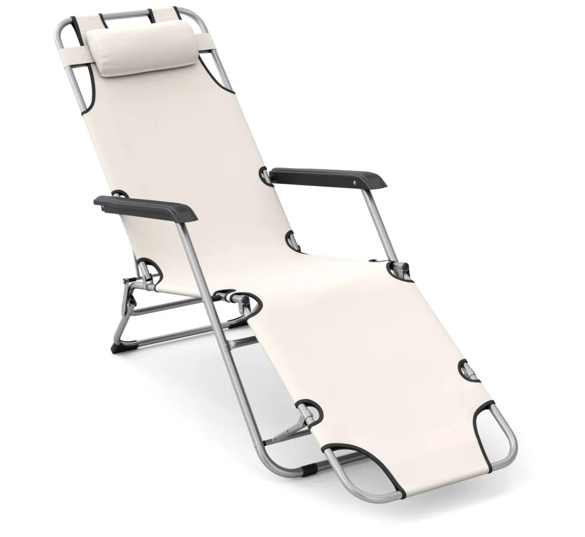 Liegestuhl Campingstuhl beige 2er Set