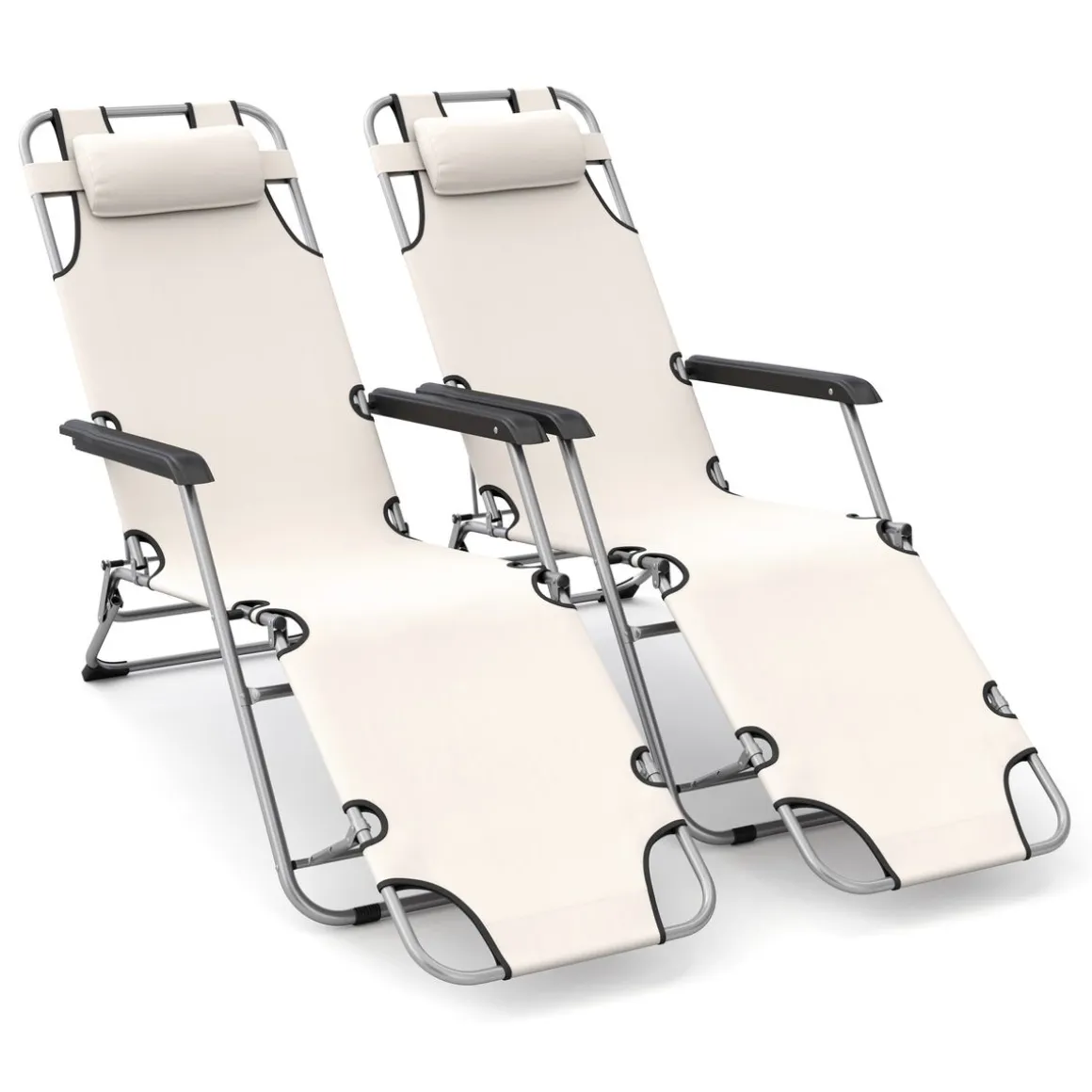 Liegestuhl Campingstuhl beige 2er Set