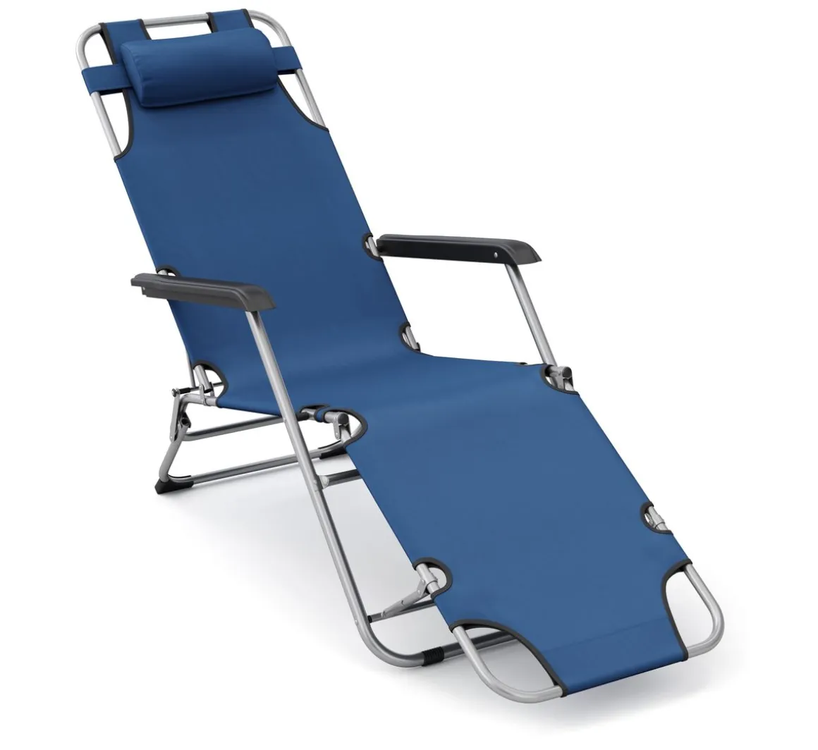 Liegestuhl Campingstuhl blau 2er Set