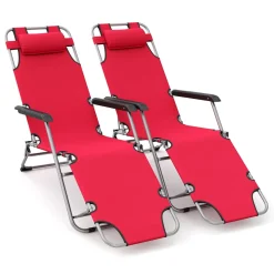 Liegestuhl Campingstuhl rot 2er Set