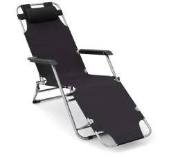 Liegestuhl Campingstuhl schwarz 2er Set