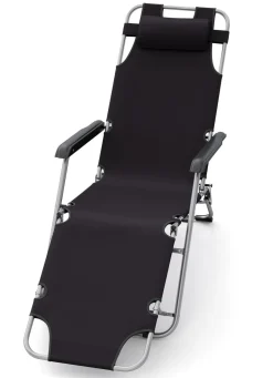 Liegestuhl Campingstuhl schwarz 2er Set