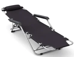 Liegestuhl Campingstuhl schwarz 2er Set