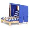 Liegestuhl Holz Kinder für 2 Personen weiss/blau