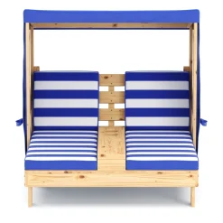 Liegestuhl Holz Kinder für 2 Personen weiss/blau