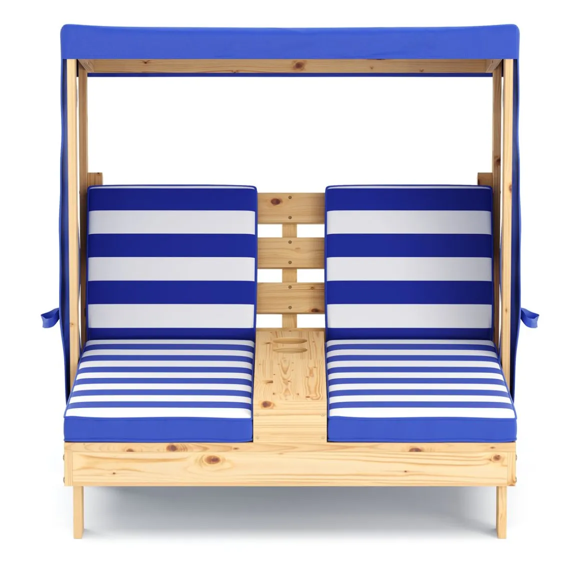 Liegestuhl Holz Kinder für 2 Personen weiss/blau