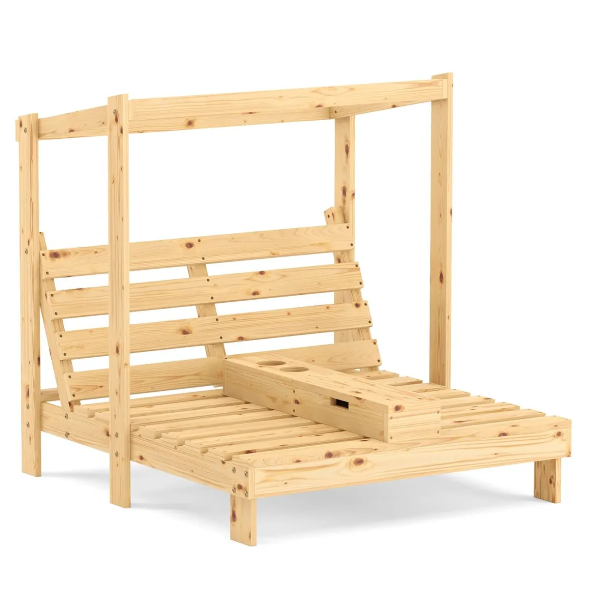 Liegestuhl Holz Kinder für 2 Personen weiss/blau