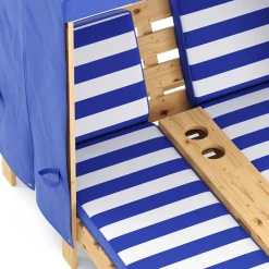 Liegestuhl Holz Kinder für 2 Personen weiss/blau