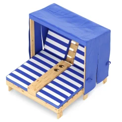 Liegestuhl Holz Kinder für 2 Personen weiss/blau