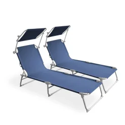 Liegestuhl LETTINO 2er Set blau