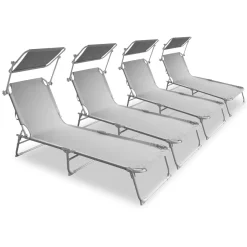 Liegestuhl LETTINO 4er Set grau