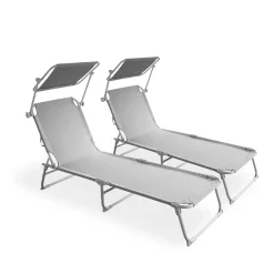 Liegestuhl LETTINO 2er Set grau