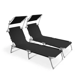 Liegestuhl LETTINO 2er Set schwarz