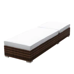 Liegestuhl Rattan BILBAO braun/weiss Set 3-teilig