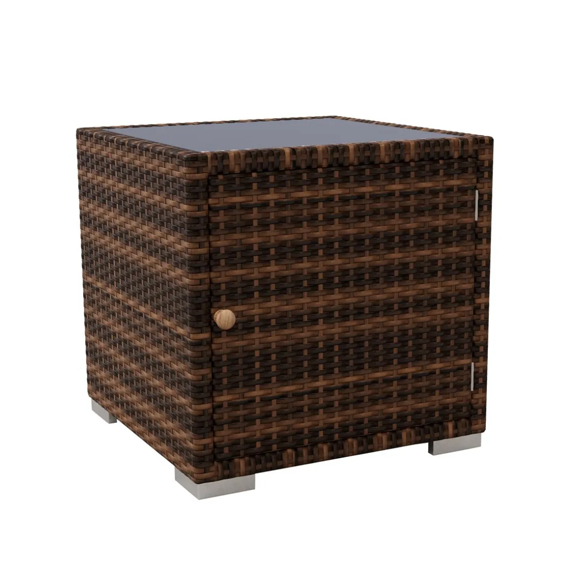 Liegestuhl Rattan BILBAO braun/weiss Set 3-teilig