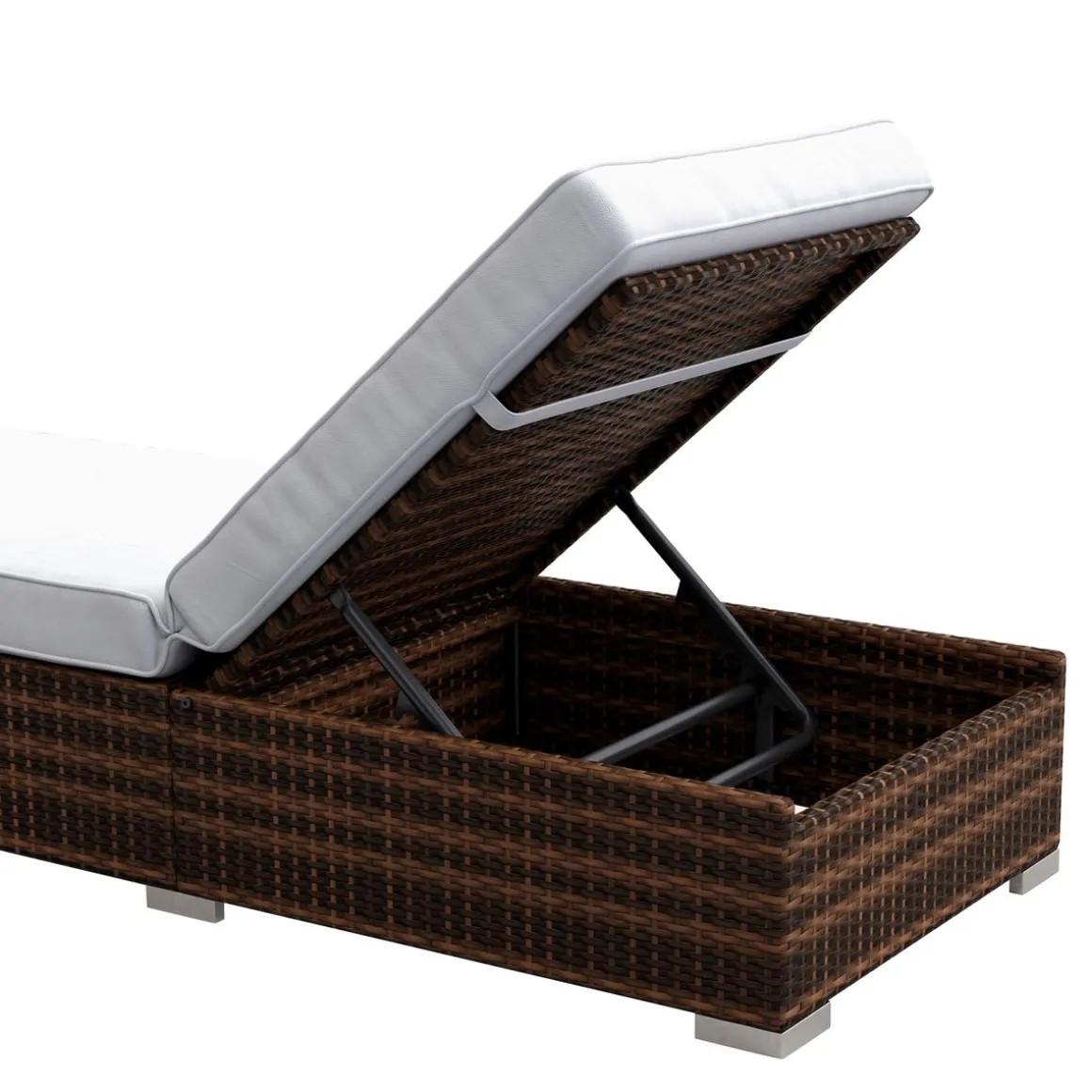 Liegestuhl Rattan BILBAO braun/weiss Set 3-teilig