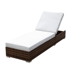 Liegestuhl Rattan BILBAO braun/weiss Set 3-teilig