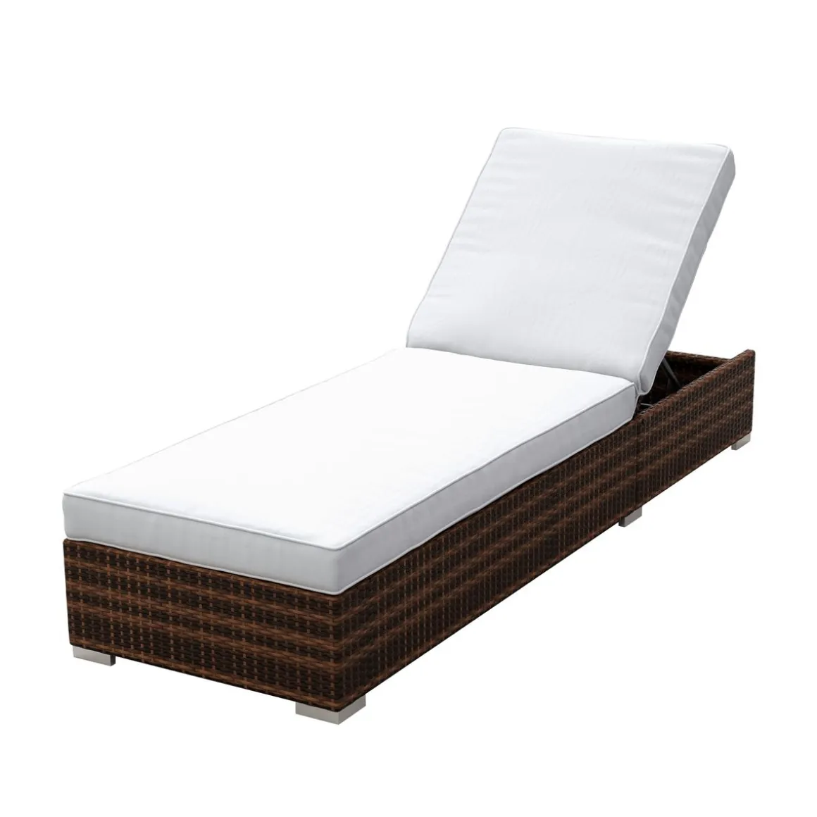 Liegestuhl Rattan BILBAO braun/weiss Set 3-teilig