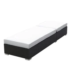 Liegestuhl Rattan BILBAO schwarz/weiss Set 3-teilig