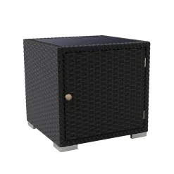 Liegestuhl Rattan BILBAO schwarz/weiss Set 3-teilig