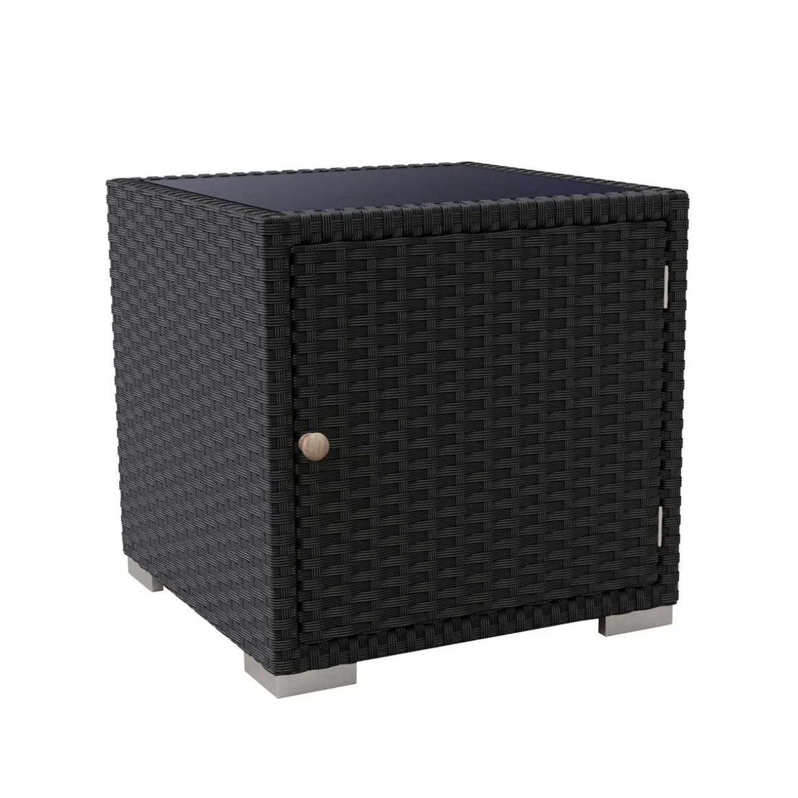 Liegestuhl Rattan BILBAO schwarz/weiss Set 3-teilig