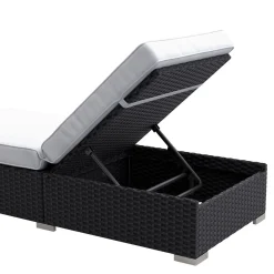 Liegestuhl Rattan BILBAO schwarz/weiss Set 3-teilig