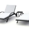 Liegestuhl Rattan KIM schwarz/weiss Set 3-teilig