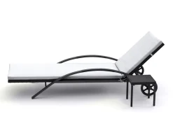 Liegestuhl Rattan KIM schwarz/weiss Set 3-teilig
