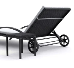 Liegestuhl Rattan KIM schwarz/weiss Set 3-teilig