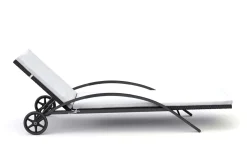 Liegestuhl Rattan LORIS schwarz/weiss