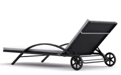 Liegestuhl Rattan LORIS schwarz/weiss