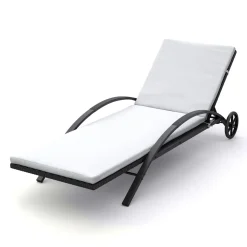 Liegestuhl Rattan LORIS schwarz/weiss