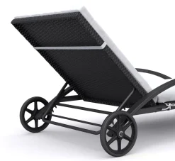 Liegestuhl Rattan LORIS schwarz/weiss