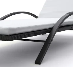 Liegestuhl Rattan LORIS schwarz/weiss