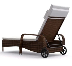 Liegestuhl Rattan MAYA braun