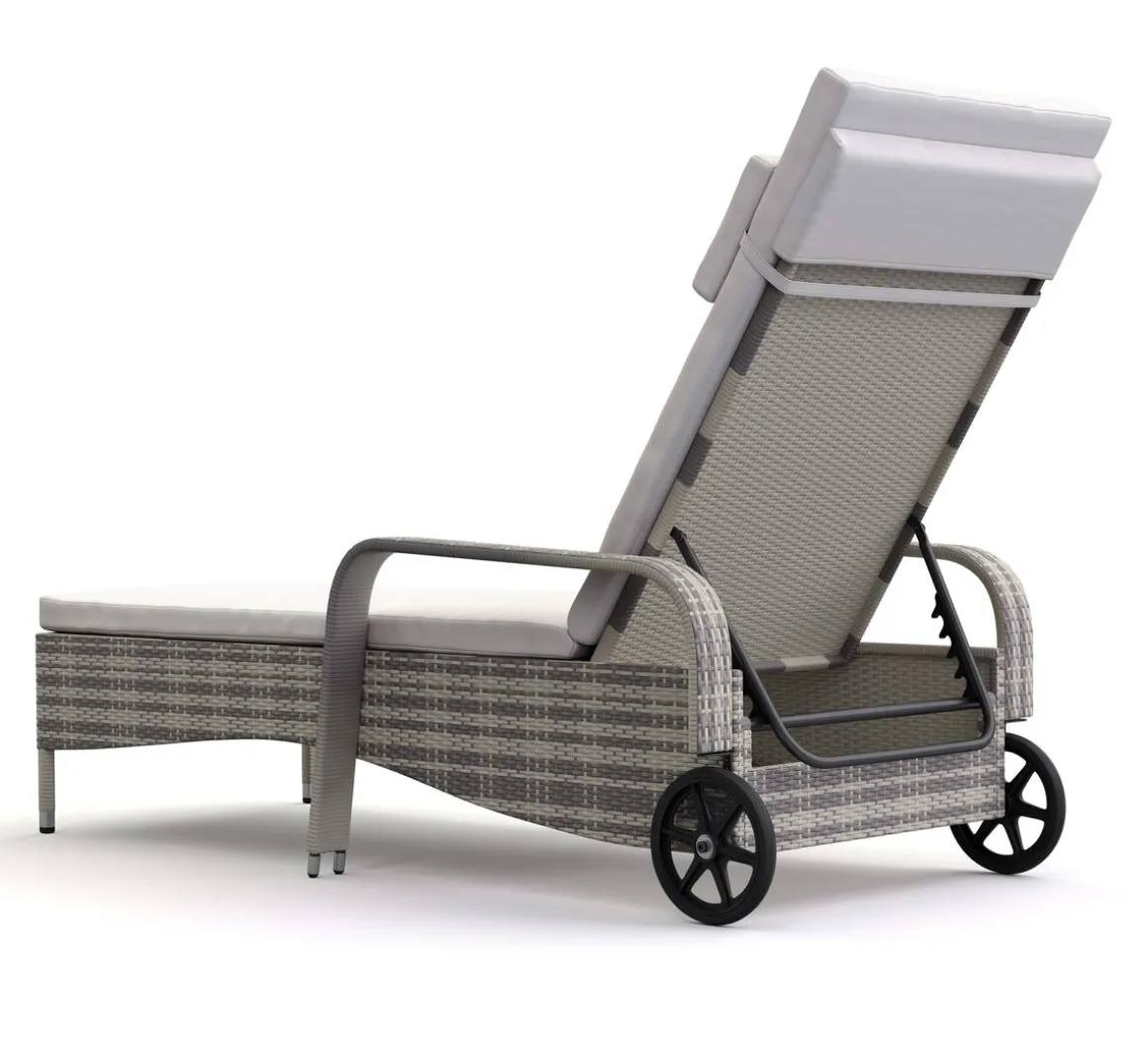 Liegestuhl Rattan MAYA grau