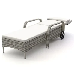 Liegestuhl Rattan MAYA grau