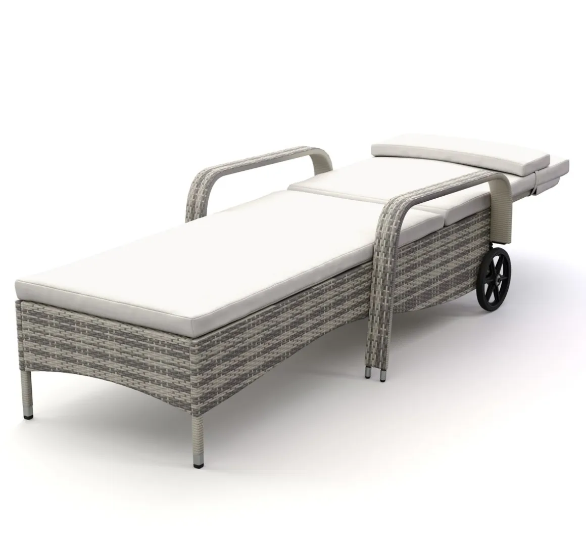 Liegestuhl Rattan MAYA grau