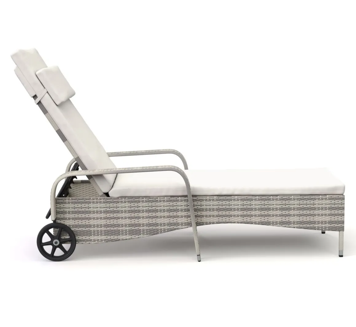 Liegestuhl Rattan MAYA grau